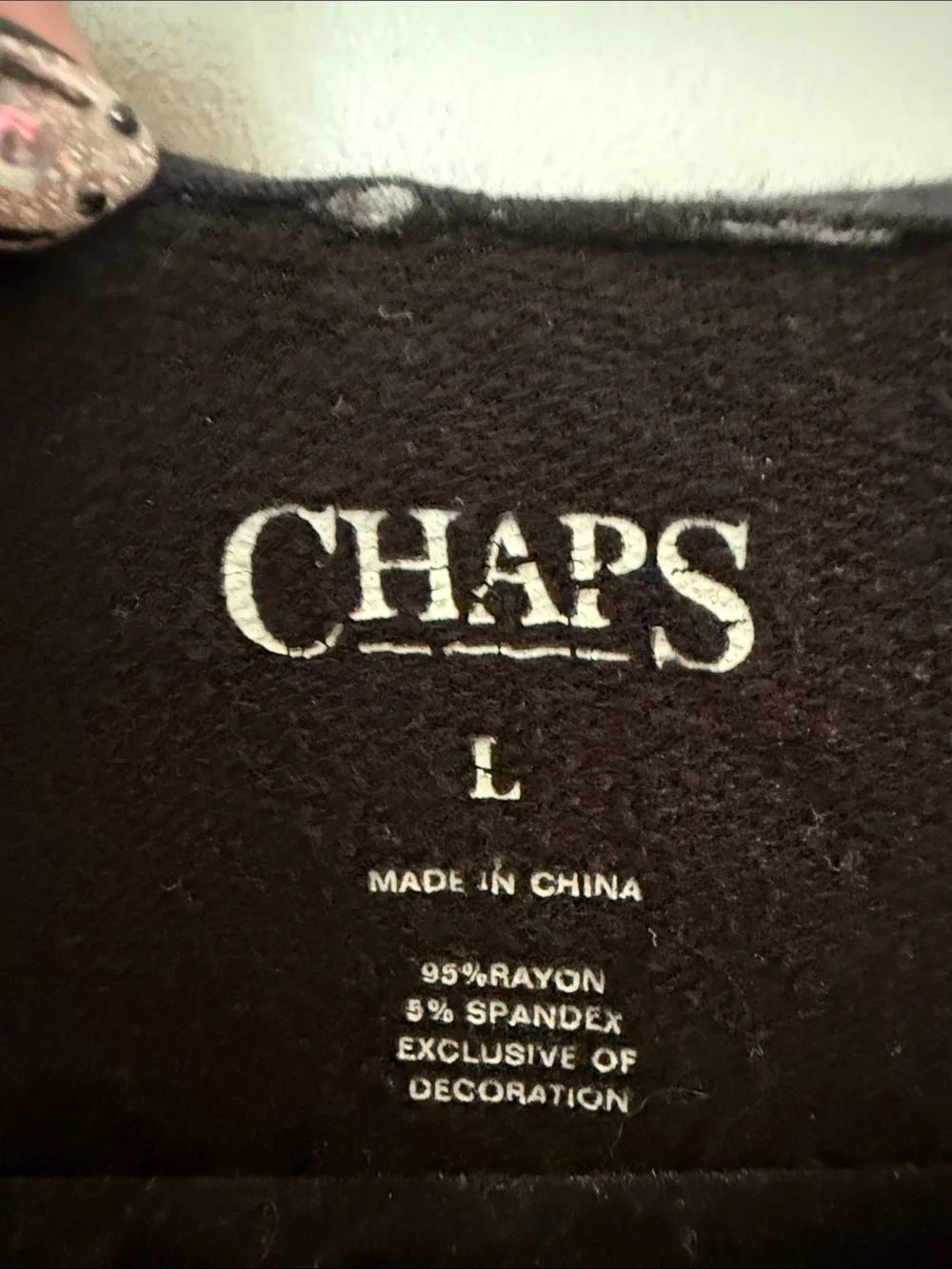 Chaps Black Hooded V-Neck Long Sleeve Pullover L